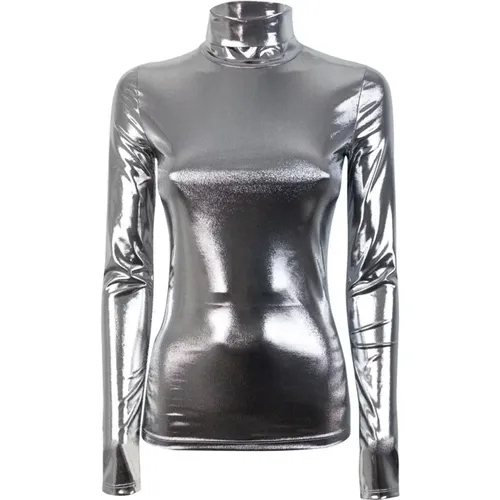 Shiny Jersey Turtleneck Top , female, Sizes: S - PATRIZIA PEPE - Modalova