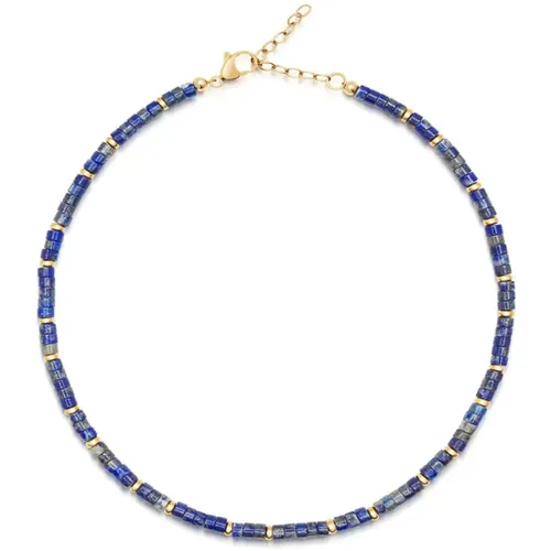 Heishi Blue Lapis Choker with Gold , female, Sizes: 3XS - Nialaya - Modalova