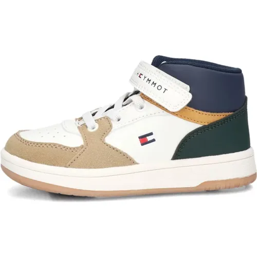 Beige High Top Sneakers mit Farbigen Overlays - Tommy Hilfiger - Modalova