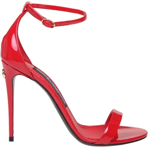 Patent Leather Sandal with Adjustable Strap , female, Sizes: 3 UK - Dolce & Gabbana - Modalova