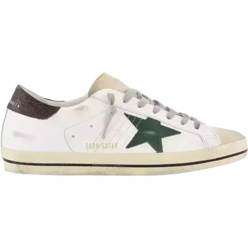 Leather Sneakers with Green Star , male, Sizes: 10 UK, 9 UK - Golden Goose - Modalova