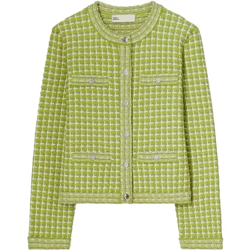 Grüner Jacquard-Strickpullover , Damen, Größe: M - TORY BURCH - Modalova