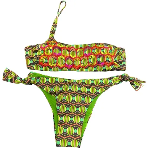 Geometric Hexagon One-Shoulder Bikini Top , female, Sizes: XL, S - Miss Bikini - Modalova