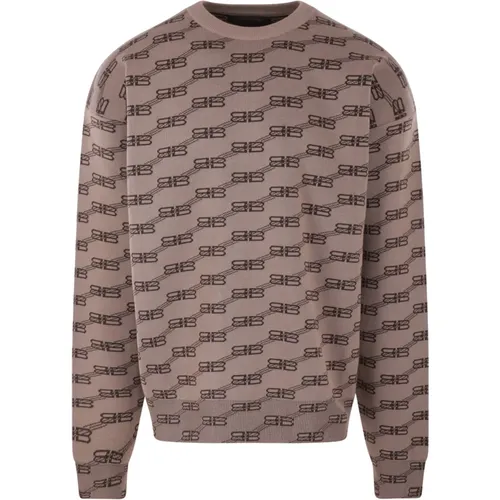 Oversize Sweater with BB Logo Jacquard , male, Sizes: M, XS, S - Balenciaga - Modalova