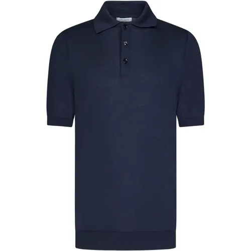 Blaues Baumwoll-T-Shirt mit Knopfverschluss - Malo - Modalova