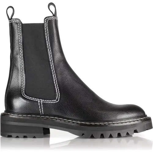 Handgefertigte Schwarze Chelsea Stiefel mit Geprägter Textur und Robuster Sohle , Damen, Größe: 37 EU - Billi Bi - Modalova