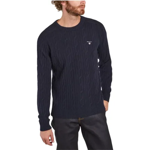 Cable-knit lambswool sweater , male, Sizes: S - Gant - Modalova