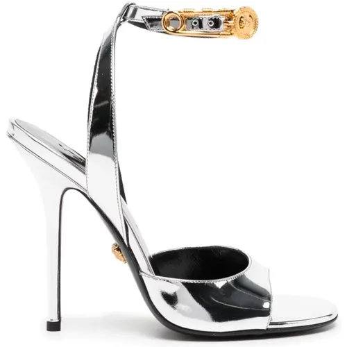Laminated High Sandals , female, Sizes: 4 UK - Versace - Modalova
