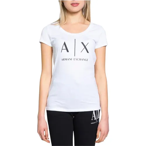 Printed T-shirt , female, Sizes: L, XL - Armani Exchange - Modalova
