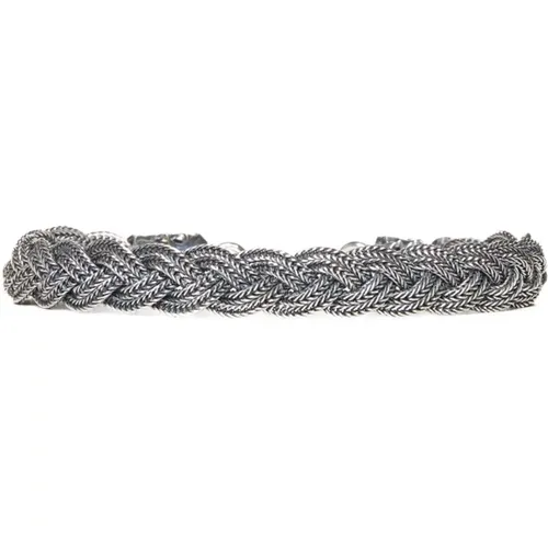 Silver Woven Chain Bracelet , male, Sizes: L, M - Emanuele Bicocchi - Modalova