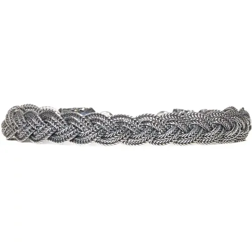 Silver Woven Chain Bracelet , male, Sizes: M - Emanuele Bicocchi - Modalova