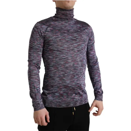 Purple Turtleneck Pullover Sweater , male, Sizes: L - Dolce & Gabbana - Modalova