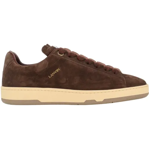 Suede Round-Toe Sneakers Bordeaux , male, Sizes: 7 UK, 9 UK, 10 UK, 8 UK - Lanvin - Modalova