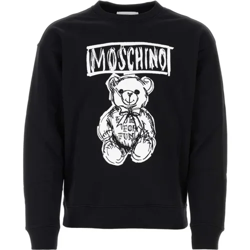 Stylischer Schwarzer Baumwollpullover , Herren, Größe: 2XL - Moschino - Modalova