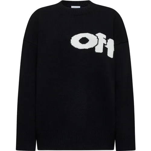 Wool Blend Sweater with Logo , female, Sizes: L - Off White - Modalova