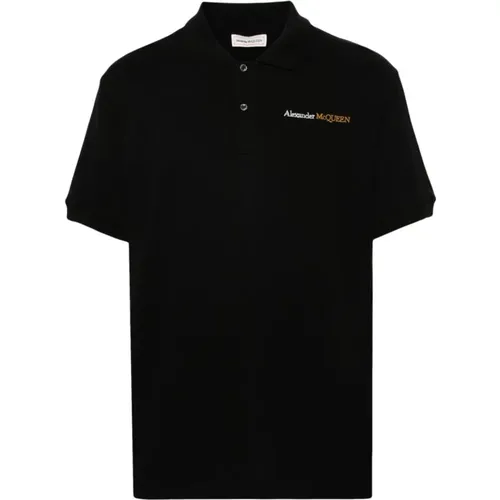 Schwarzes Poloshirt mit Besticktem Logo , Herren, Größe: S - alexander mcqueen - Modalova