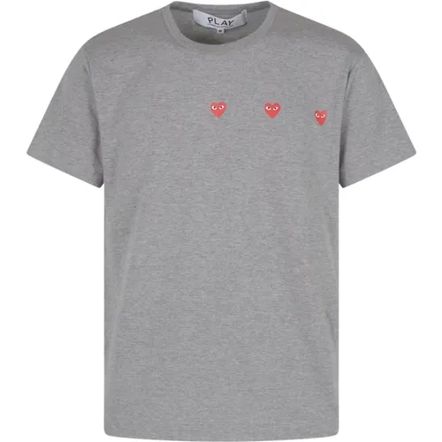Grey Short Sleeve T-Shirt , male, Sizes: S, XL, M, L - Comme des Garçons Play - Modalova