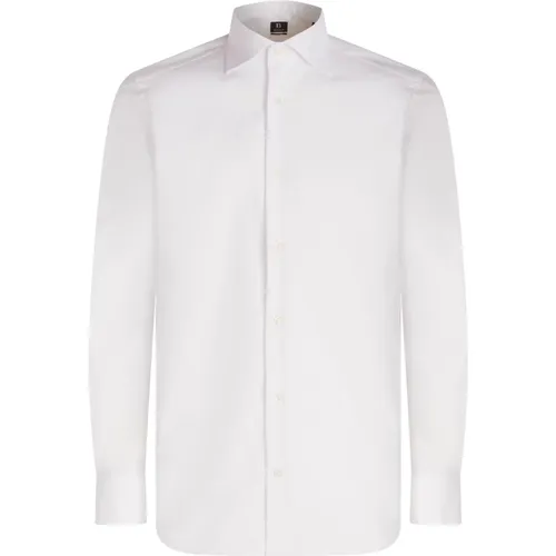 Weiße Slim Fit Baumwoll-Pin-Point-Hemd , Herren, Größe: 5XL - Boggi Milano - Modalova