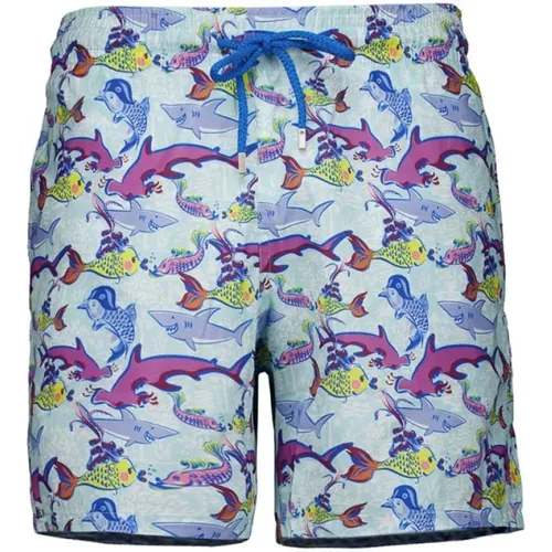 Blue Wave Fish Swim Shorts , male, Sizes: M, L - Vilebrequin - Modalova