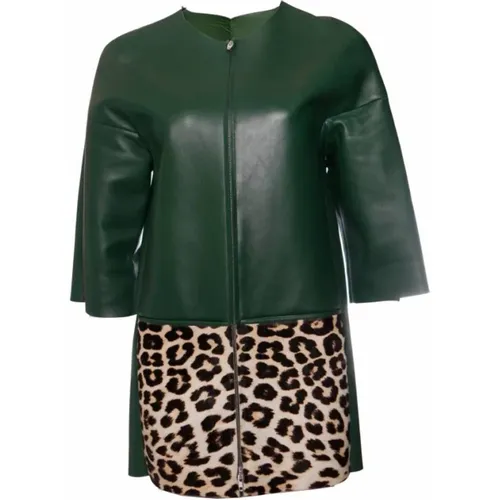 Pre-owned leather jacket with leopard ponyskin , female, Sizes: S - Celine Vintage - Modalova