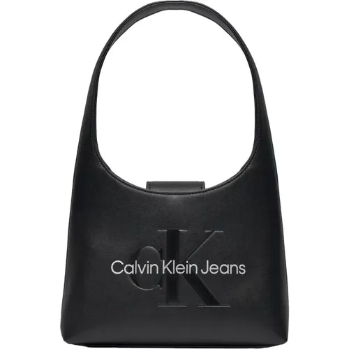 Schwarze Bedruckte Reißverschluss-Handtasche Damenmode - Calvin Klein Jeans - Modalova