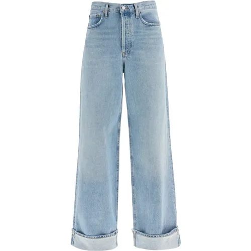 Wide Leg Distressed Denim Jeans , Damen, Größe: W28 - Agolde - Modalova