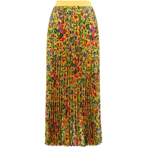 Floral Pleated Midi Skirt , female, Sizes: M, S, XS - Max Mara Weekend - Modalova