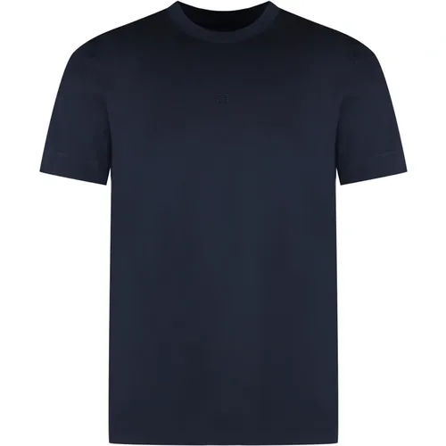 Baumwoll-Crew-Neck T-Shirt mit geripptem Ausschnitt , Herren, Größe: XS - Givenchy - Modalova