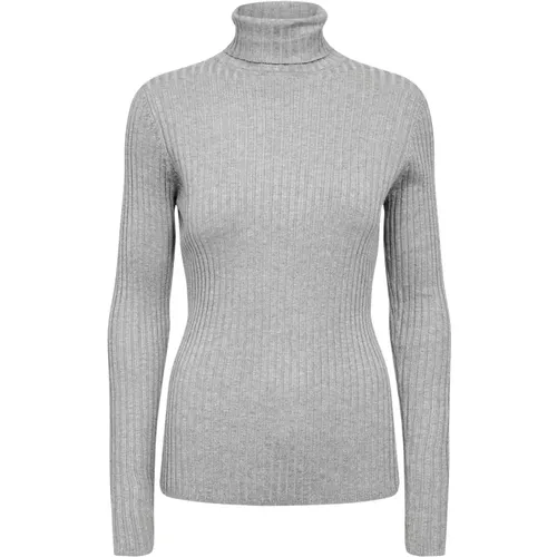 Trendiger Grauer Rollkragenpullover , Damen, Größe: M - Soyaconcept - Modalova