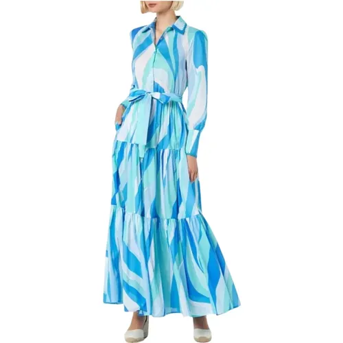 Turquoise Long Sleeve Dress with Embroidery , female, Sizes: L, M - MC2 Saint Barth - Modalova