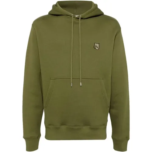 Fuchsmotiv Olivgrüner Sweatshirt , Herren, Größe: M - Maison Kitsuné - Modalova