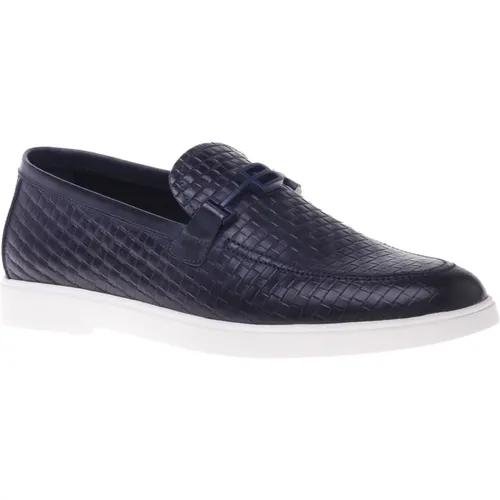 Loafer in dark with woven print , male, Sizes: 10 UK, 11 UK, 7 UK, 12 UK, 8 UK, 7 1/2 UK, 6 UK, 8 1/2 UK - Baldinini - Modalova