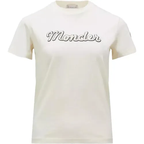 Metallic Logo T-Shirt in , female, Sizes: L, S - Moncler - Modalova