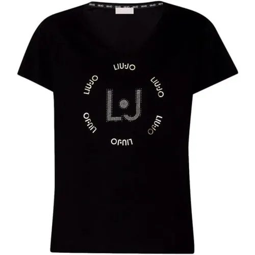 T-Shirt mit Druck und Strass - Ta4137-J6040 - Liu Jo - Modalova