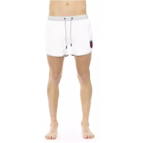 Weiße Badeshorts mit einzigartigem Frontdruck , Herren, Größe: S - Bikkembergs - Modalova