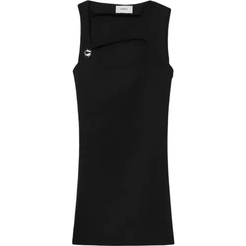 Schwarzes Kleid mit Logo-Plakette - Coperni - Modalova