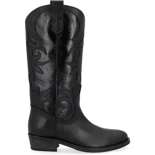 Texano Leather Embroidered Boots , female, Sizes: 3 1/2 UK, 4 UK, 3 UK, 2 UK - Via Roma 15 - Modalova