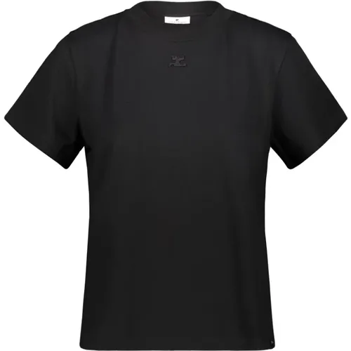 Schwarzes Dry Jersey T-Shirt , Damen, Größe: M - Courrèges - Modalova