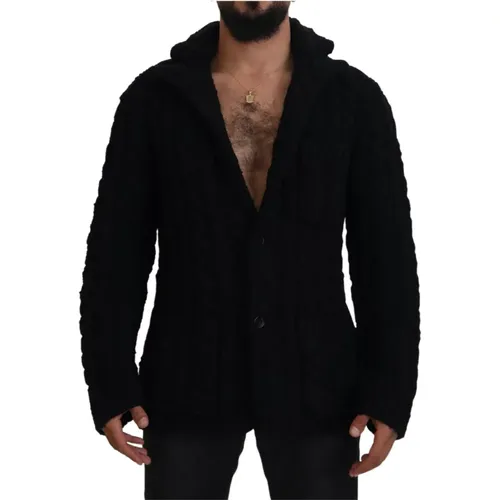 Elegant Wool-Cashmere Cardigan Sweater , male, Sizes: S - Dolce & Gabbana - Modalova