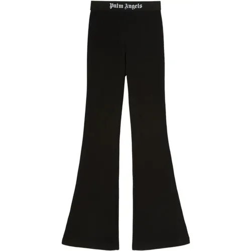 Schwarze Hose mit hoher Taille und elastischem Bund , Damen, Größe: L - Palm Angels - Modalova