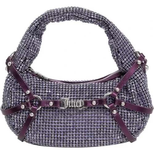 Lila Hobo-Handtasche mit Strass und Verstellbarem Riemen - Juicy Couture - Modalova