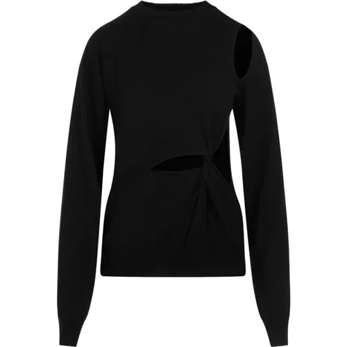 Schwarzer Wollpullover mit Ausschnitt , Damen, Größe: XS - SPORTMAX - Modalova