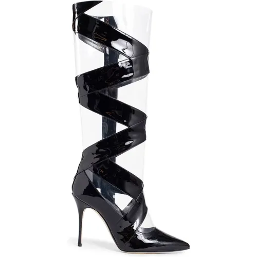 Patent Leather Stiletto Boots , female, Sizes: 3 UK, 5 UK, 4 UK, 6 UK, 5 1/2 UK - Manolo Blahnik - Modalova