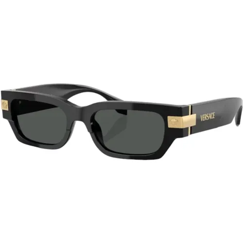 Rectangular Sunglasses Dark Grey , male, Sizes: 53 MM - Versace - Modalova