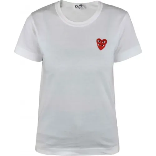 Weiße Baumwoll-Herz-Logo-T-Shirt - Comme des Garçons - Modalova
