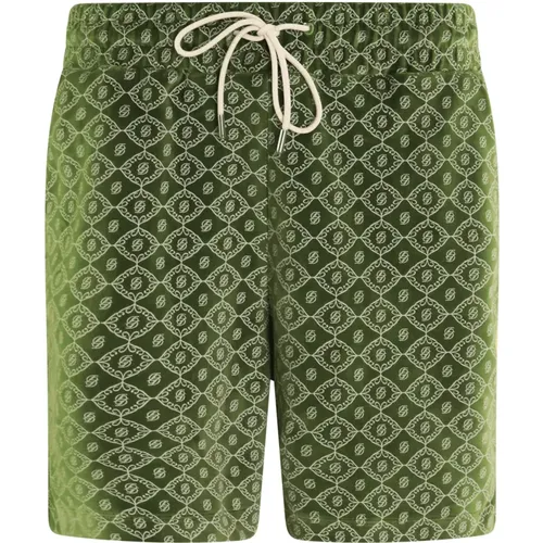 Grüne Monogramm Shorts , Herren, Größe: L - Drole de Monsieur - Modalova