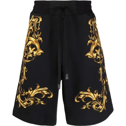 Schwarze Baumwoll Elasthan Shorts - Versace Jeans Couture - Modalova