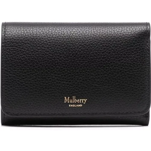 Klassische Schwarze Lederbrieftasche - Mulberry - Modalova