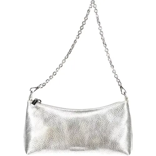 Silberne Lederhandtasche mit Kettenhenkel - Coccinelle - Modalova
