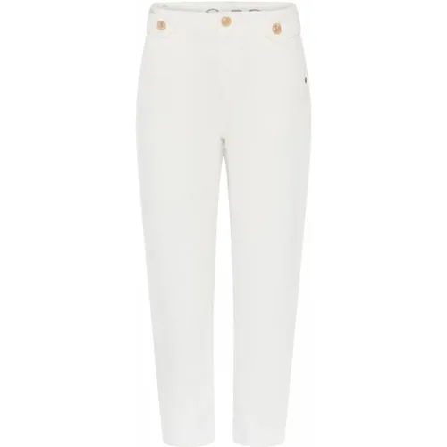 Elegant Ecru Bitten Trousers , female, Sizes: M, S, L, XS, XL, 2XL - C.Ro - Modalova